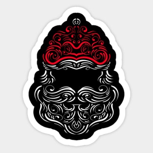 Lineart Ornaments Santas Hat And Beard Merry Christmas Sticker